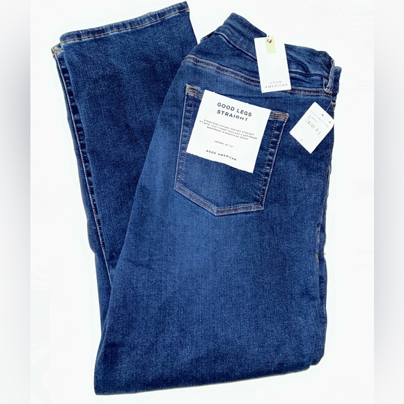 Good American Denim - NWT Good American womens Good Legs Straight high rise indigo wash jeans size 2XL